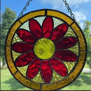 Stained Glass Suncatcher with Floral Design